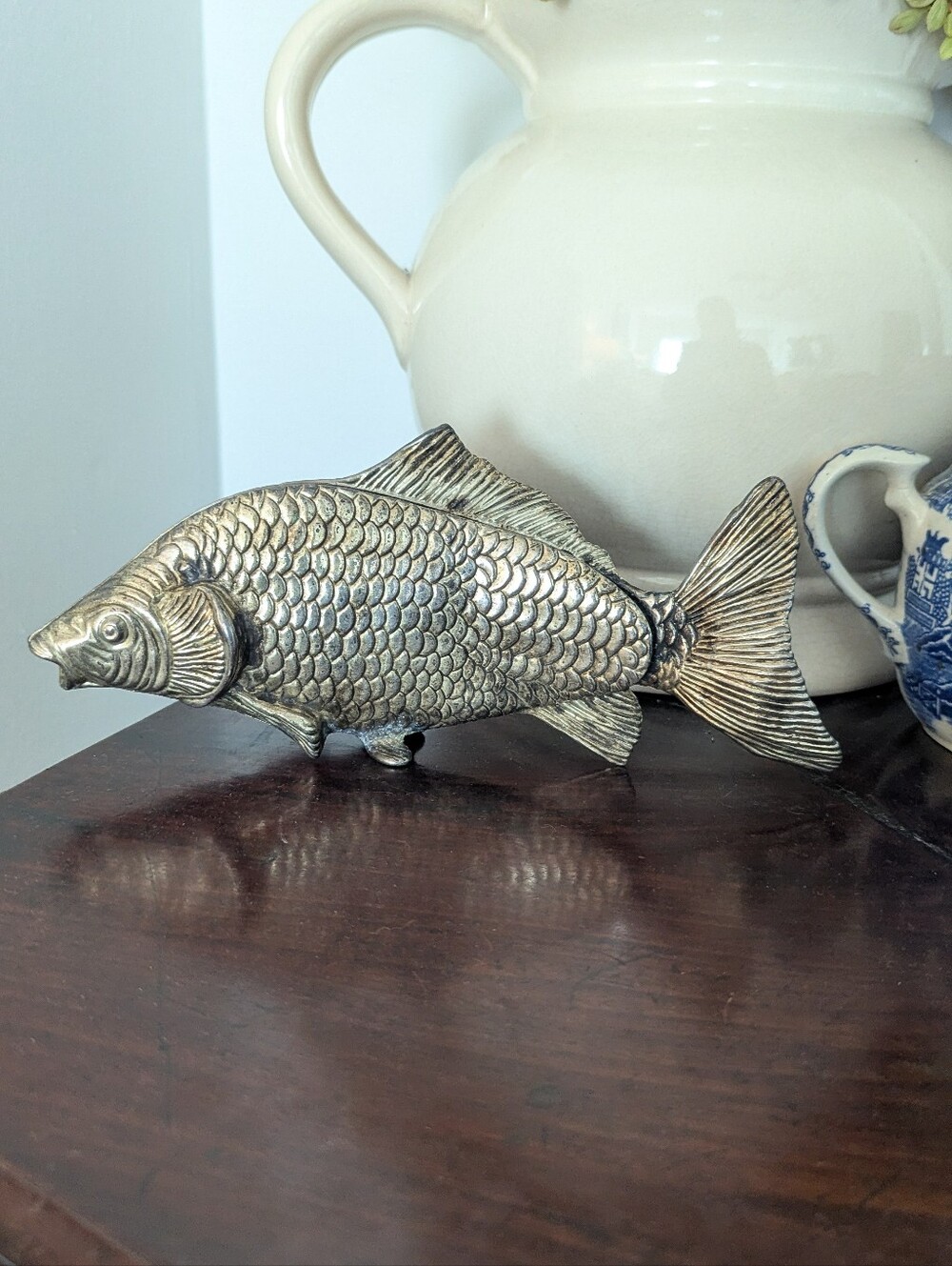 Vintage Silver Plated Fish Statue Napkin Slotted Holder